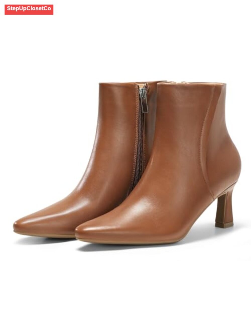 Womens Ankle Boots Kitten Low Heel Closed Pointed Booties Side Zipper Winter